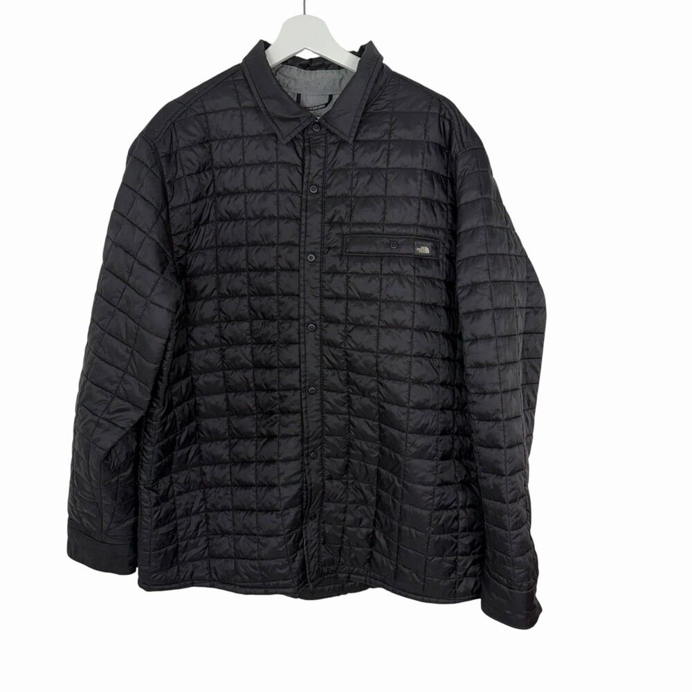 The North Face Eco Thermoball Snap Placket Shirt Jacket Shacket TNF Black